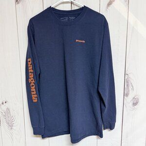 Patagonia Men’s Long Sleeved Responsibili-Tee Large Navy Logo EUC